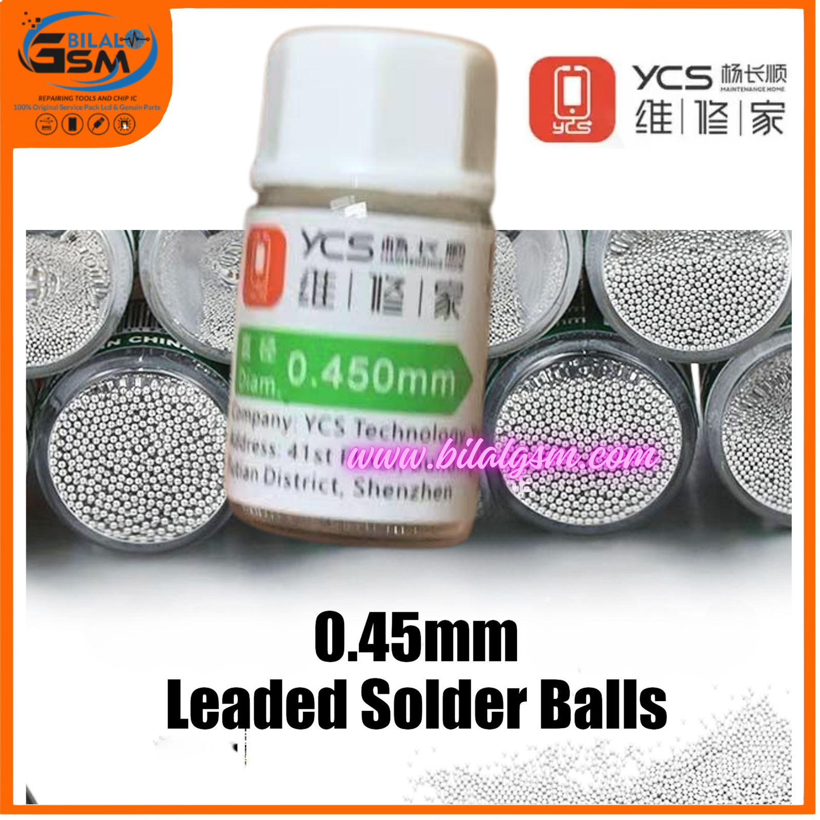 YCS 0.45 mm BGA Solder Balls &ndash; 25 000 pcs IC Chip &amp; Motherboard Reballing Repairing Materials